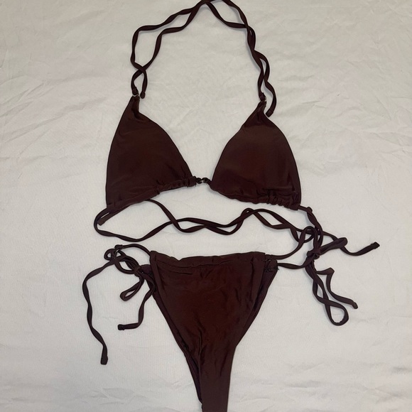 Brown tie bikini - Picture 2 of 3